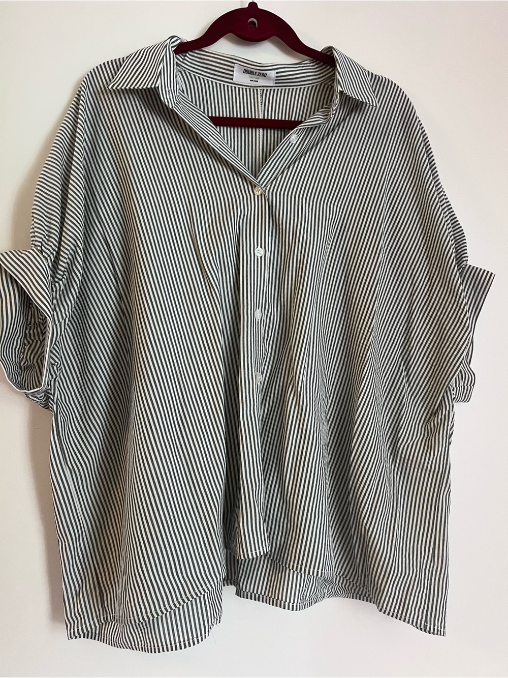 Double Zero Grey & White Striped Overaized Blouse